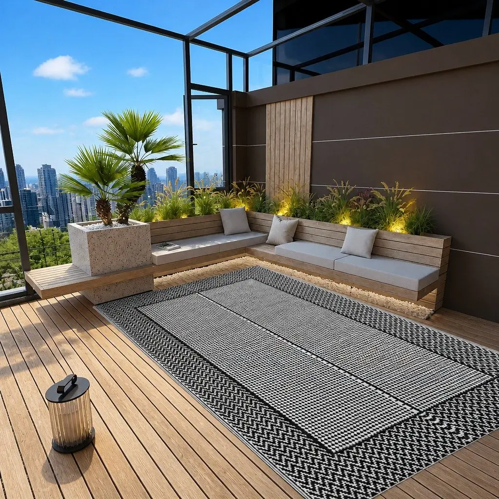 Outdoor Carpet Grey 160x230 cm Patio Balcony Terrace Rug Garden Decor Area Rug