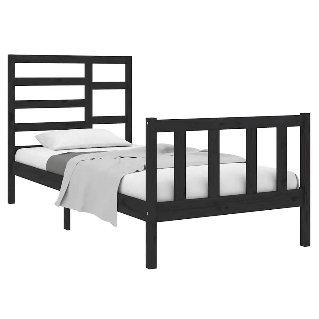 Black Solid Wood Bed Frame 90x190cm