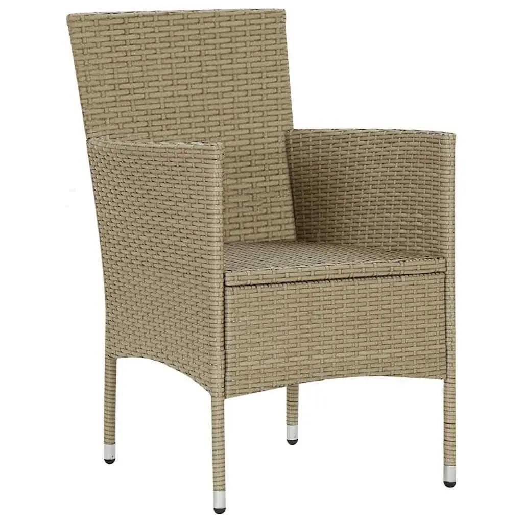 Outdoor Dining Chairs Garden Patio 2 Piece Beige Poly Rattan with Cushion