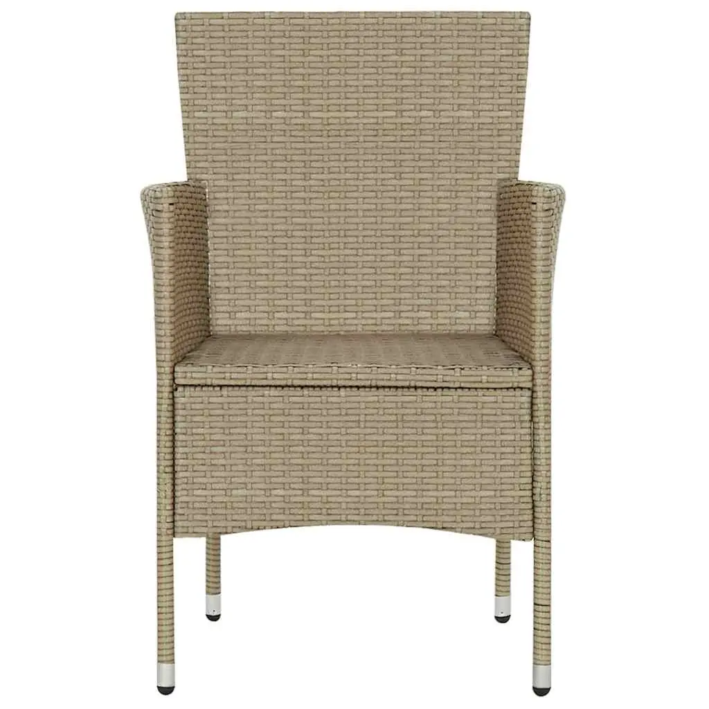 Outdoor Dining Chairs Garden Patio 2 Piece Beige Poly Rattan with Cushion