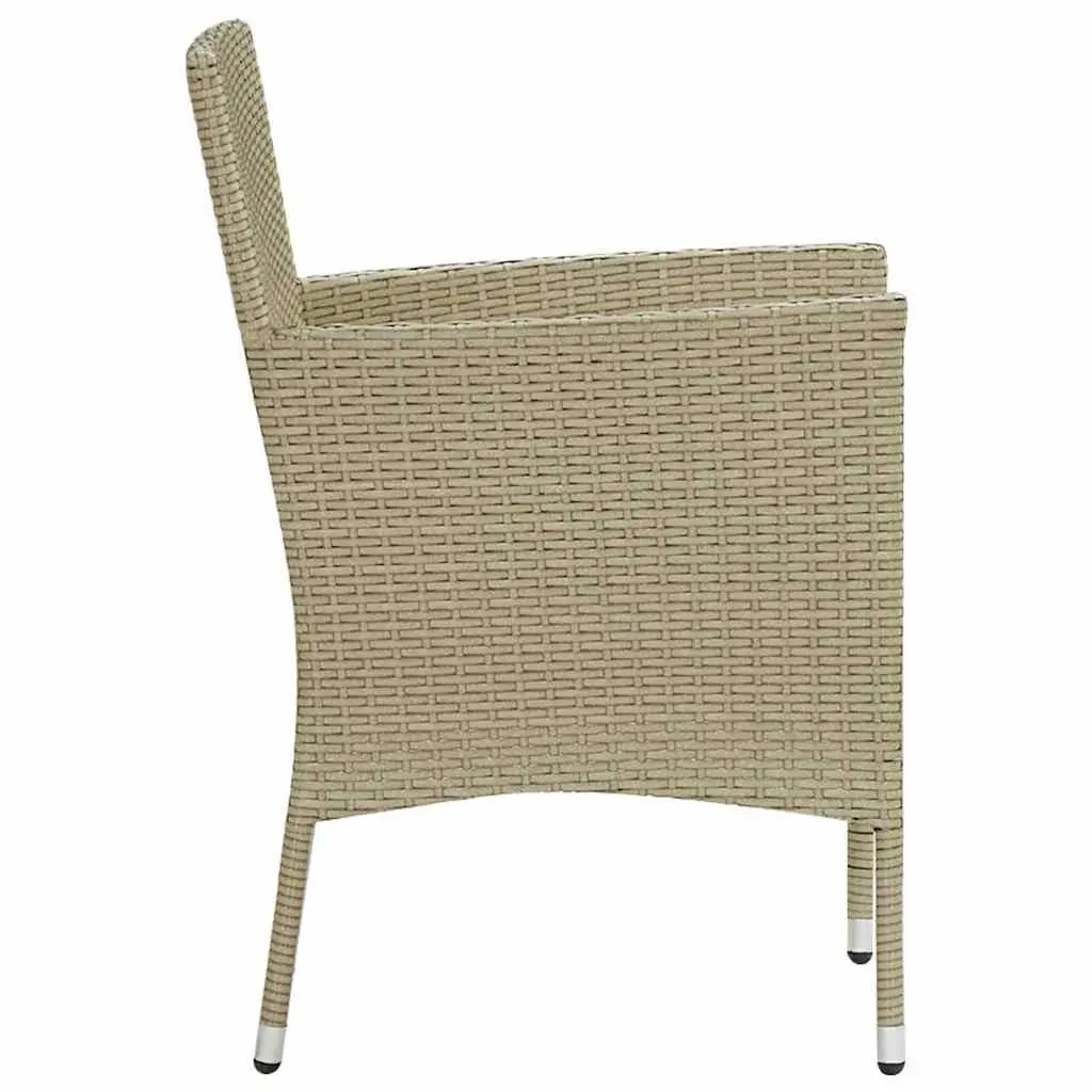 Outdoor Dining Chairs Garden Patio 2 Piece Beige Poly Rattan with Cushion