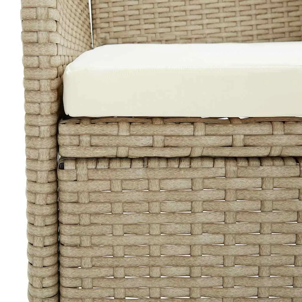 Outdoor Dining Chairs Garden Patio 2 Piece Beige Poly Rattan with Cushion