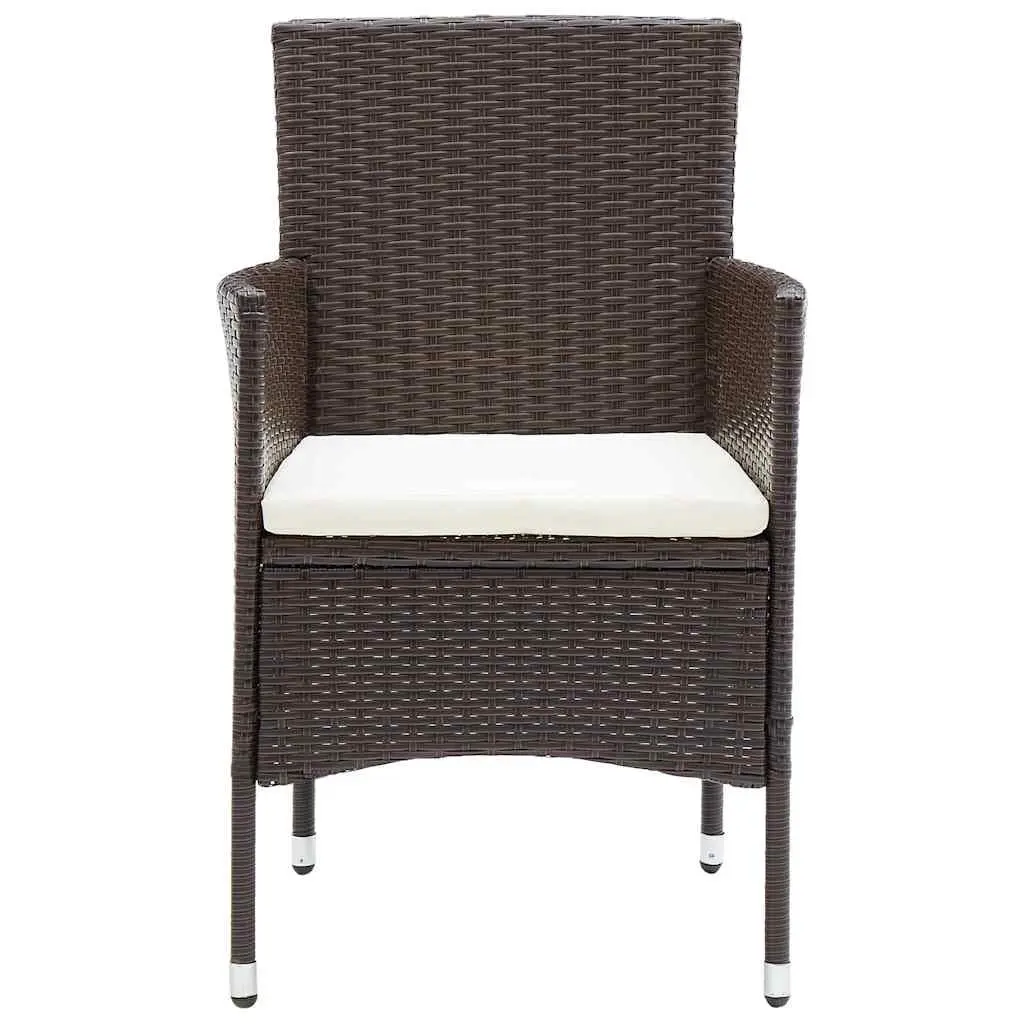 Outdoor Dining Chairs Set 2 pcs Garden Seating PE Rattan Brown Patio Furniture