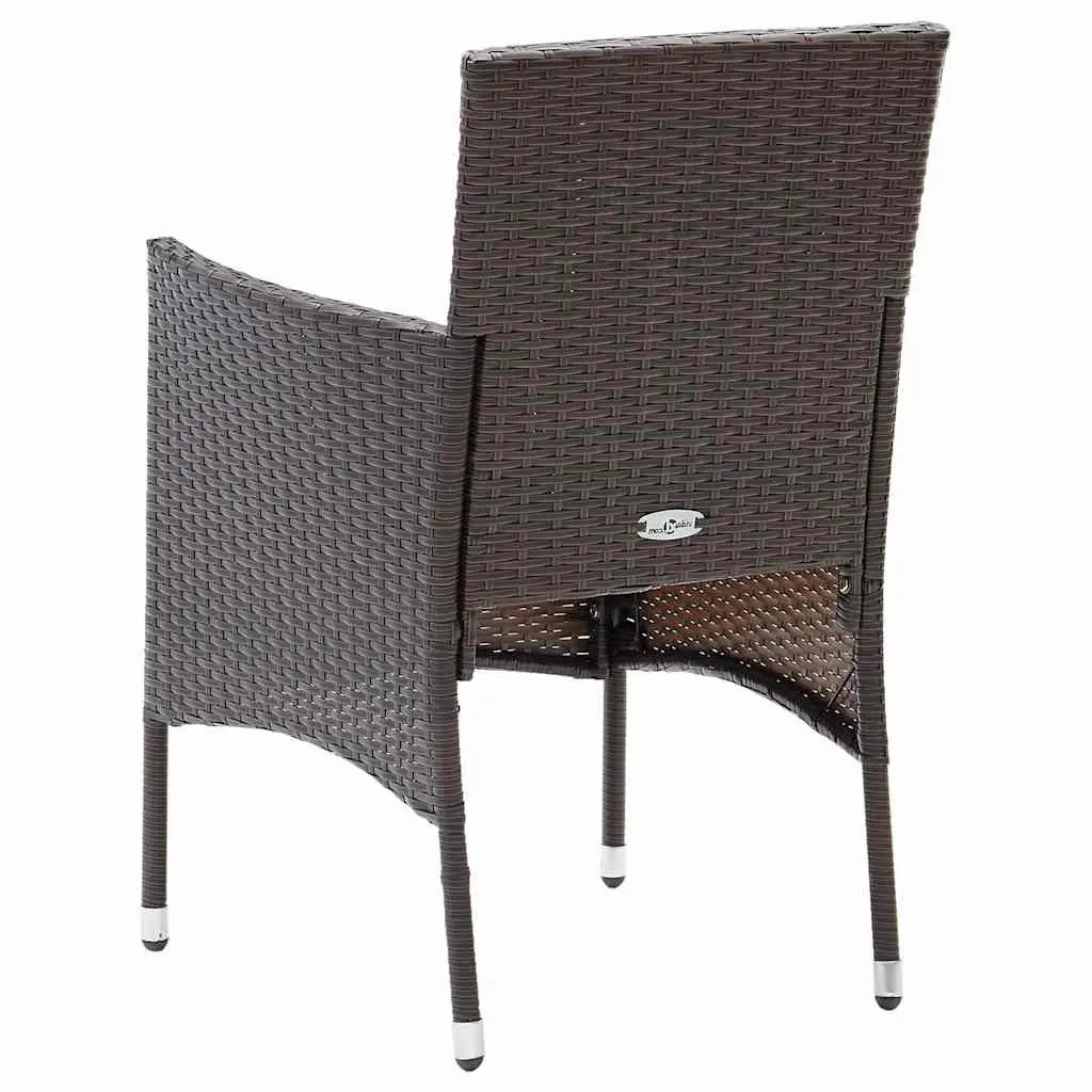 Outdoor Dining Chairs Set 2 pcs Garden Seating PE Rattan Brown Patio Furniture