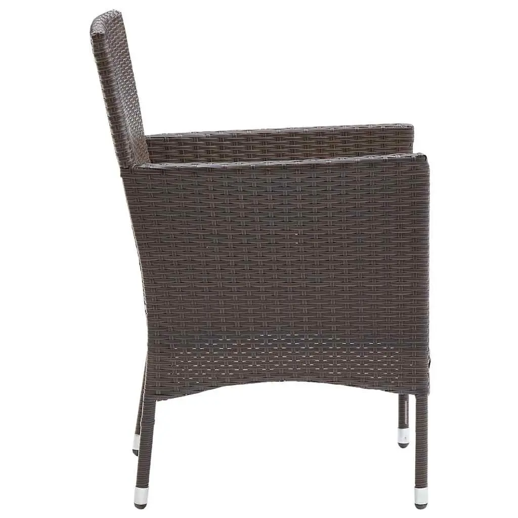 Outdoor Dining Chairs Set 2 pcs Garden Seating PE Rattan Brown Patio Furniture