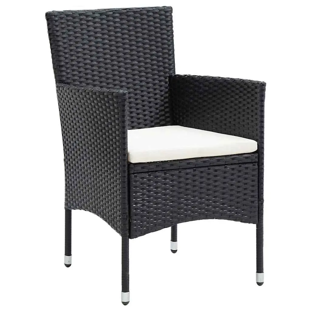 Outdoor Dining Chairs Set 4 Piece Garden Poly Rattan Black Armchair Seating
