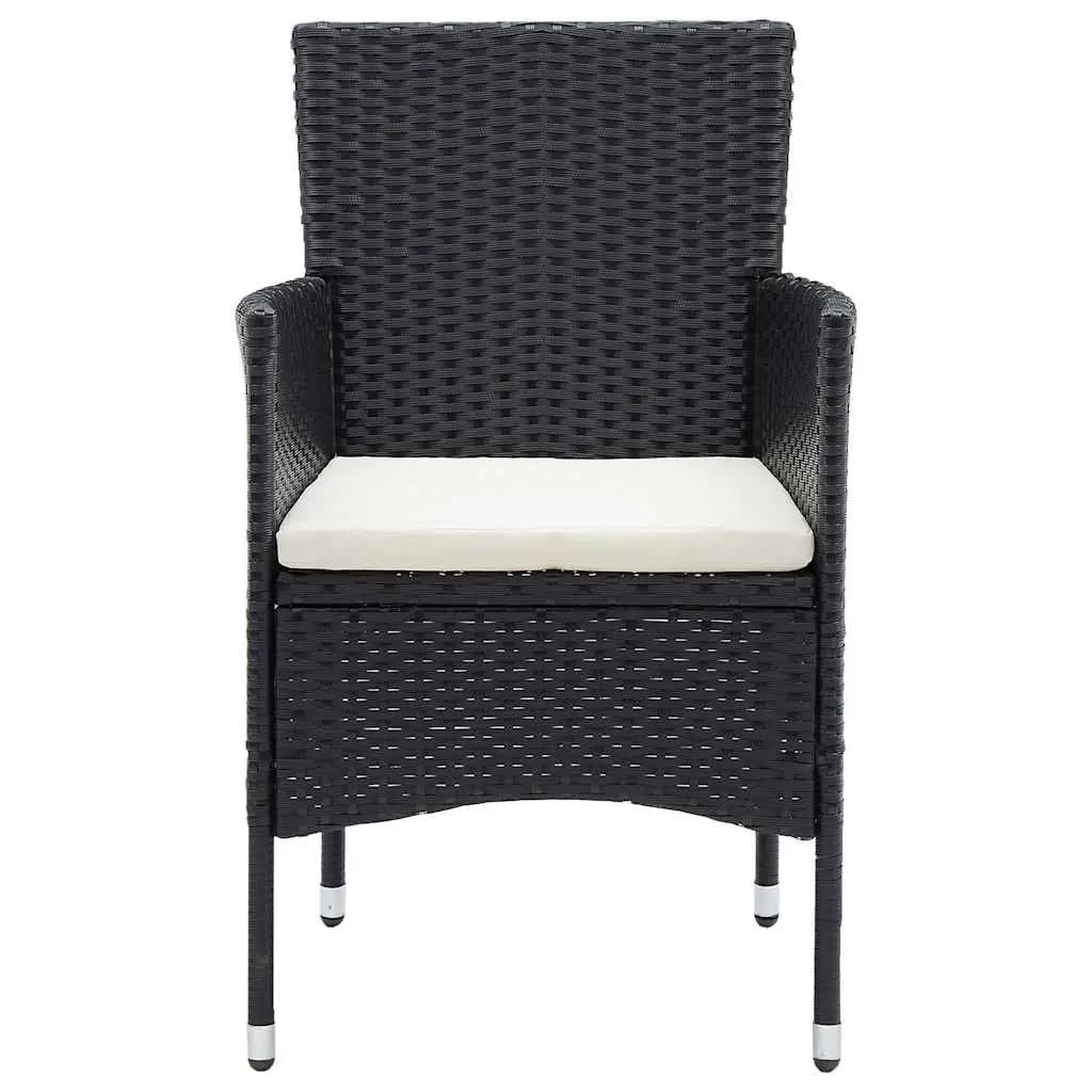 Outdoor Dining Chairs Set 4 Piece Garden Poly Rattan Black Armchair Seating