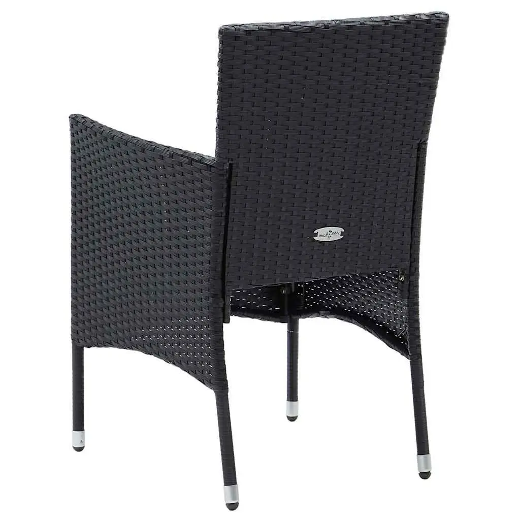 Outdoor Dining Chairs Set 4 Piece Garden Poly Rattan Black Armchair Seating