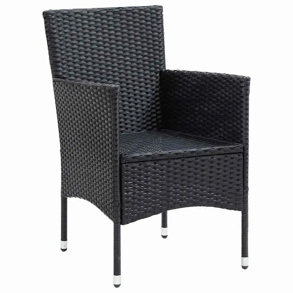 Outdoor Dining Chairs Set 4 Piece Garden Poly Rattan Black Armchair Seating