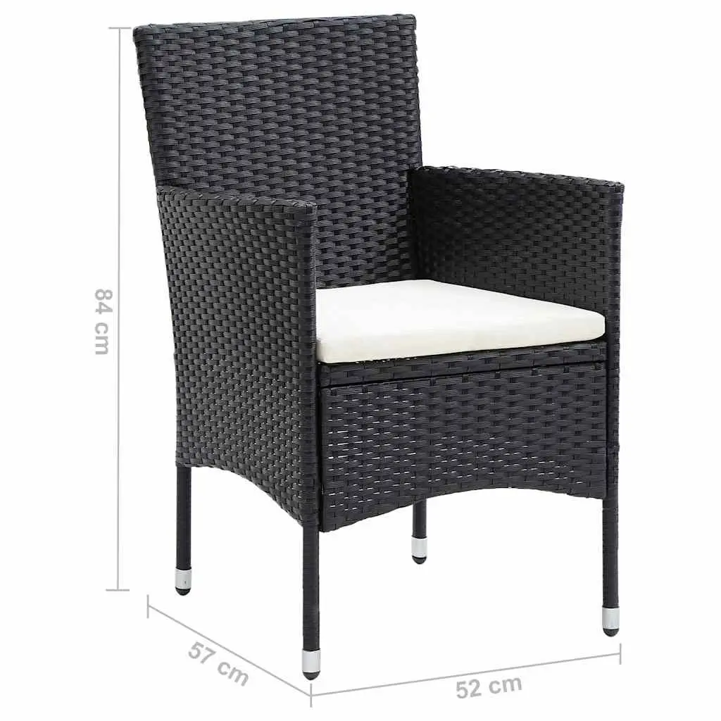 Outdoor Dining Chairs Set 4 Piece Garden Poly Rattan Black Armchair Seating