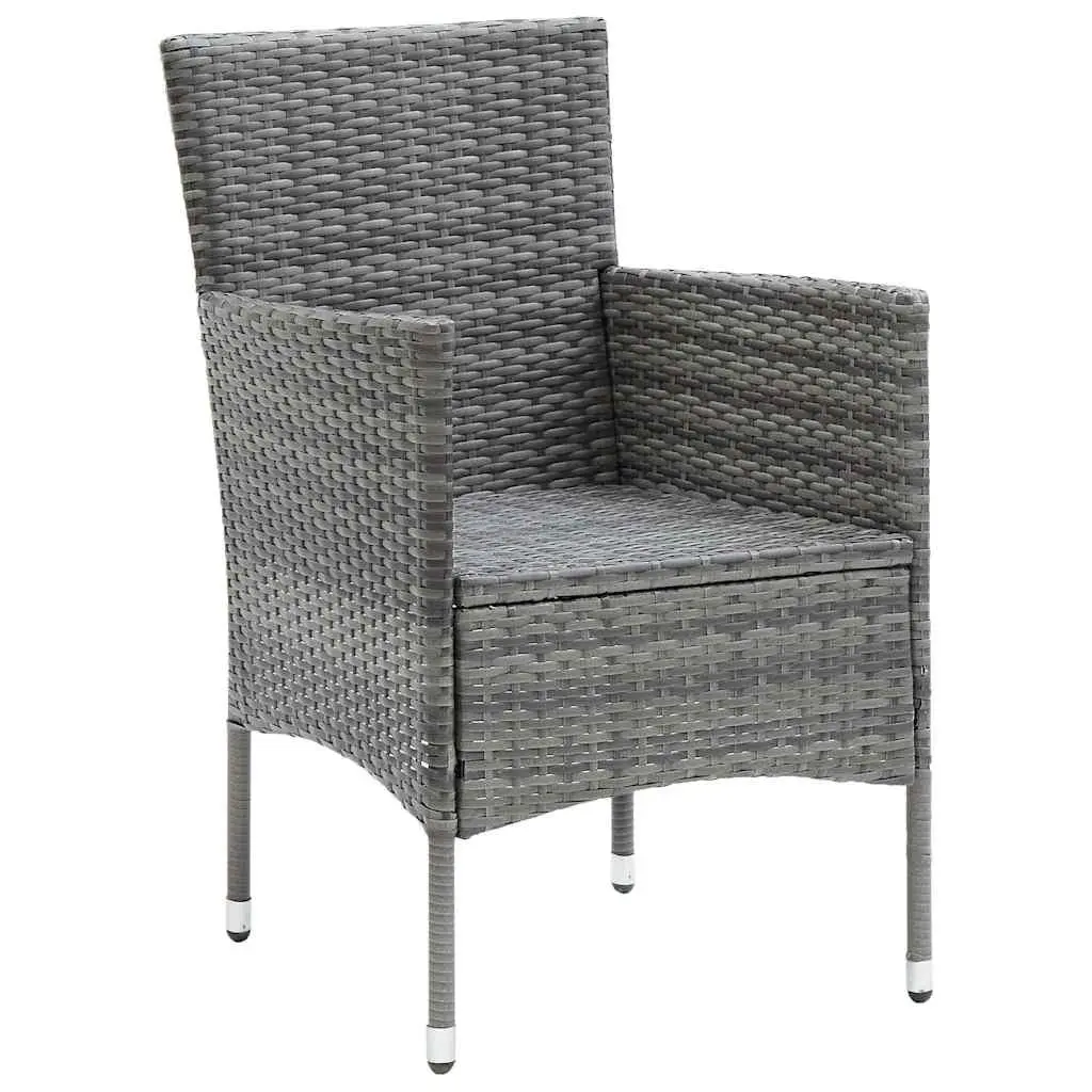 Outdoor Dining Chairs Set 4 pcs Grey Garden Seating Rattan Armchair with Cushion