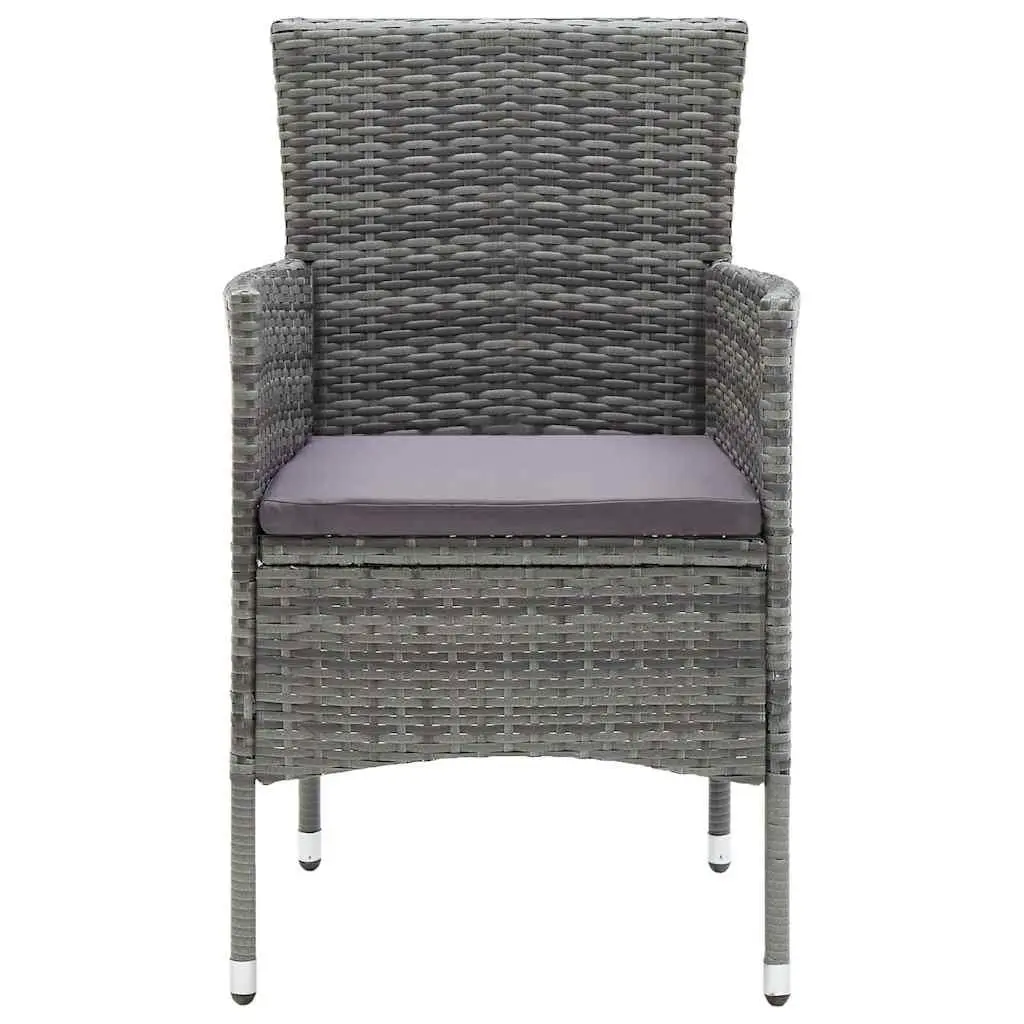 Outdoor Dining Chairs Set 4 pcs Grey Garden Seating Rattan Armchair with Cushion