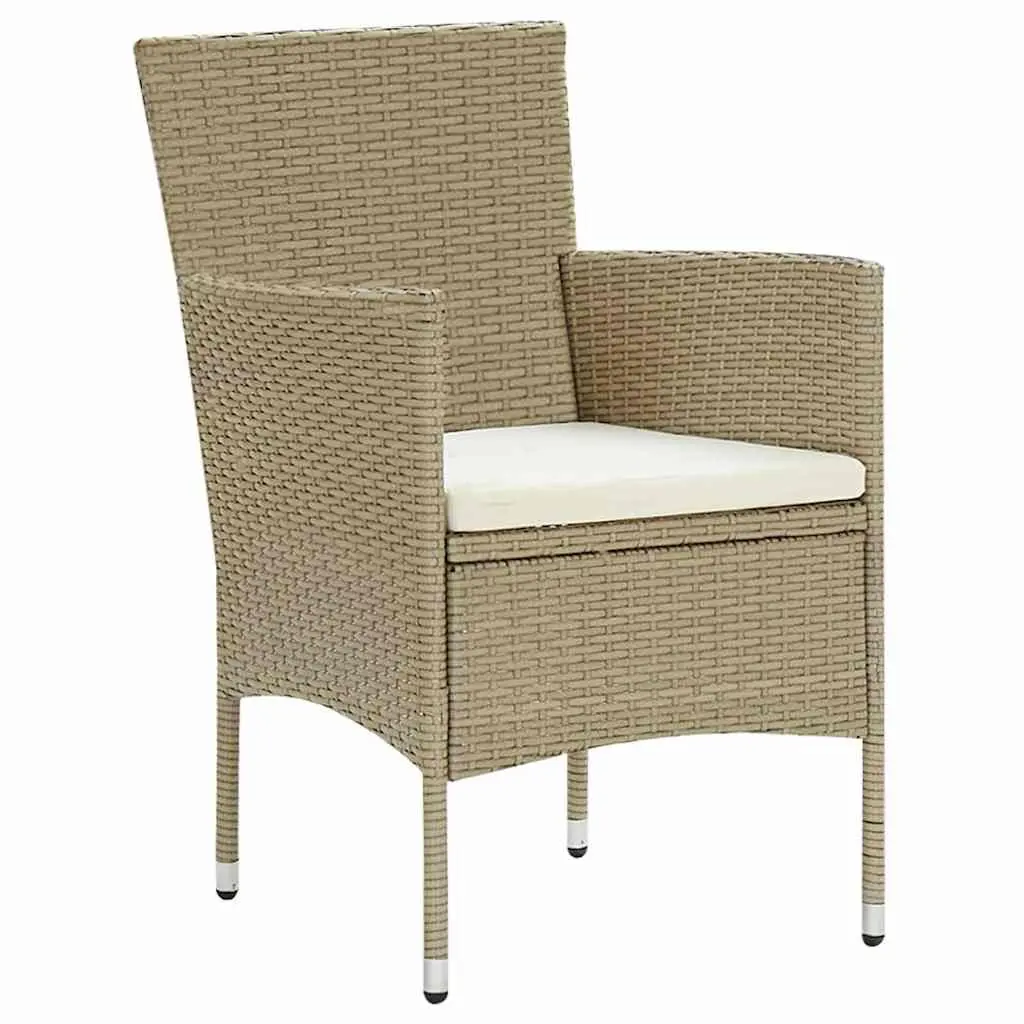 Outdoor Dining Chairs Garden Patio Set 4 Piece Hand-Woven PE Rattan Beige