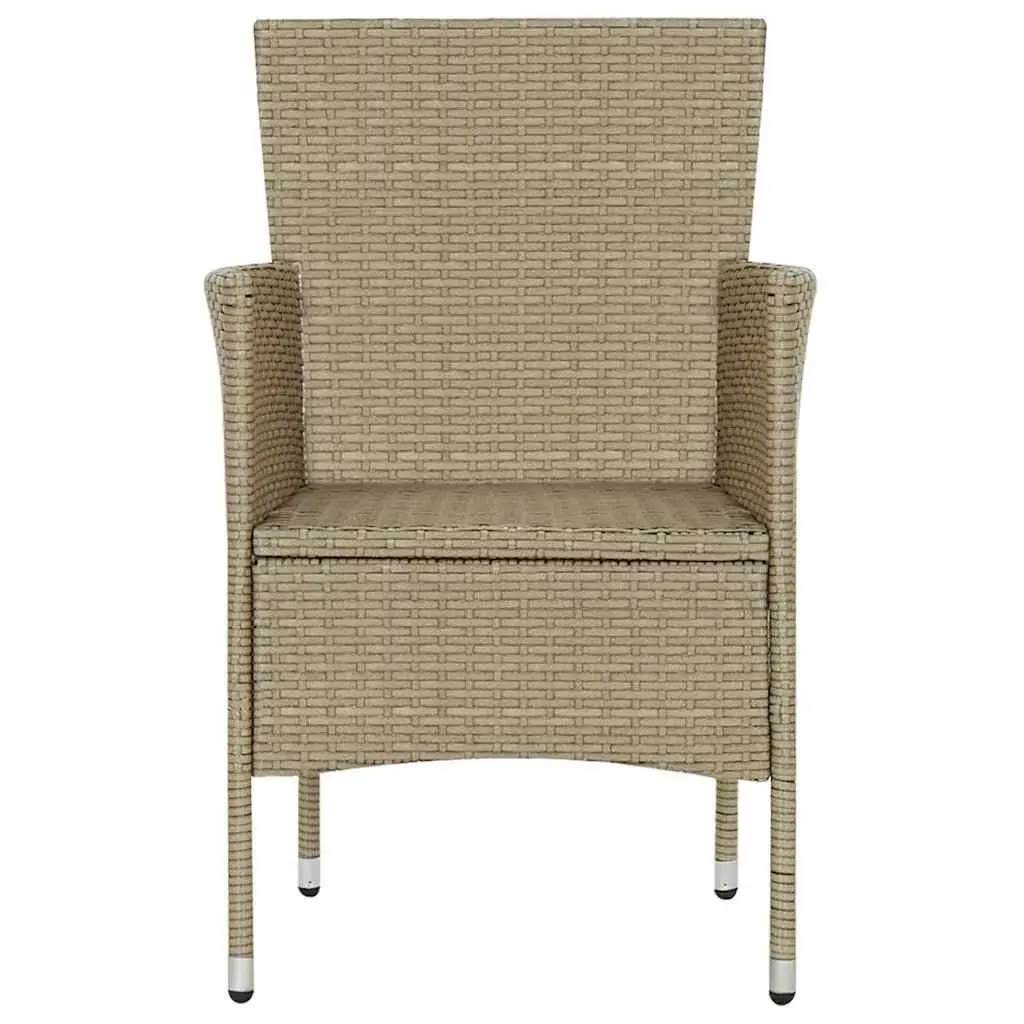 Outdoor Dining Chairs Garden Patio Set 4 Piece Hand-Woven PE Rattan Beige