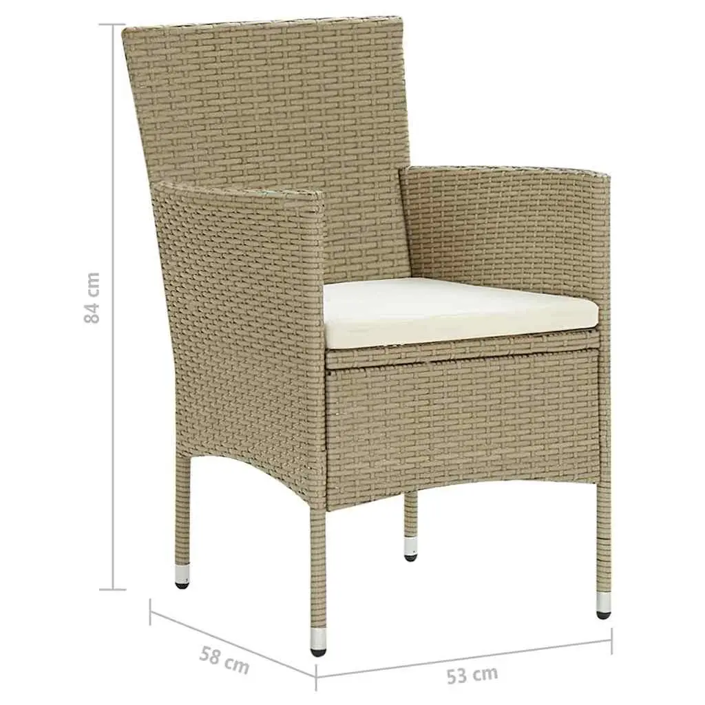 Outdoor Dining Chairs Garden Patio Set 4 Piece Hand-Woven PE Rattan Beige