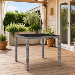 Specifications of Grey Garden Table 90x90x75cm Poly Rattan