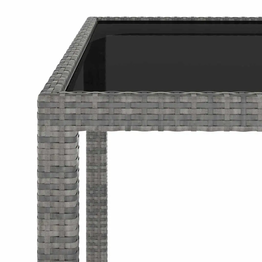 Garden Table Outdoor Patio 90x90x75cm Poly Rattan Tempered Glass