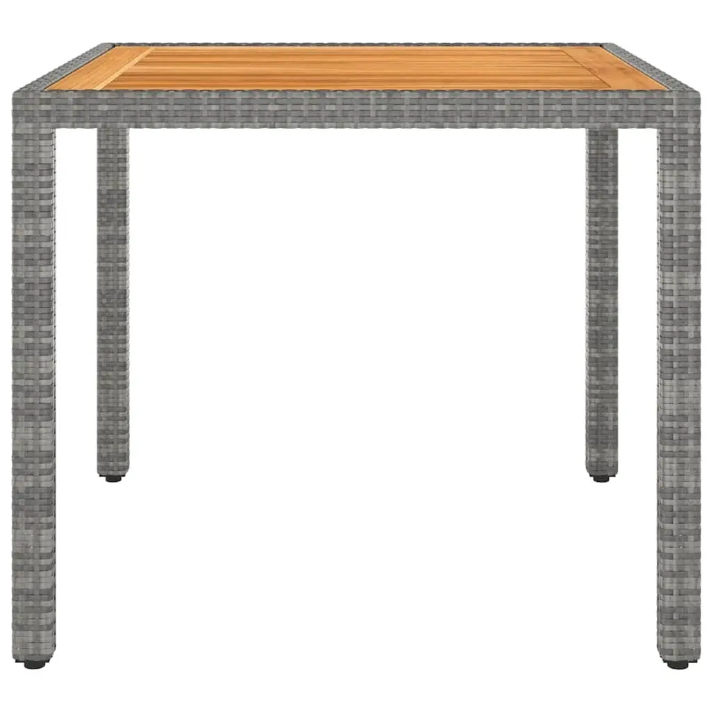 Garden Table Outdoor Patio 90x90x75cm Grey Poly Rattan Steel Frame