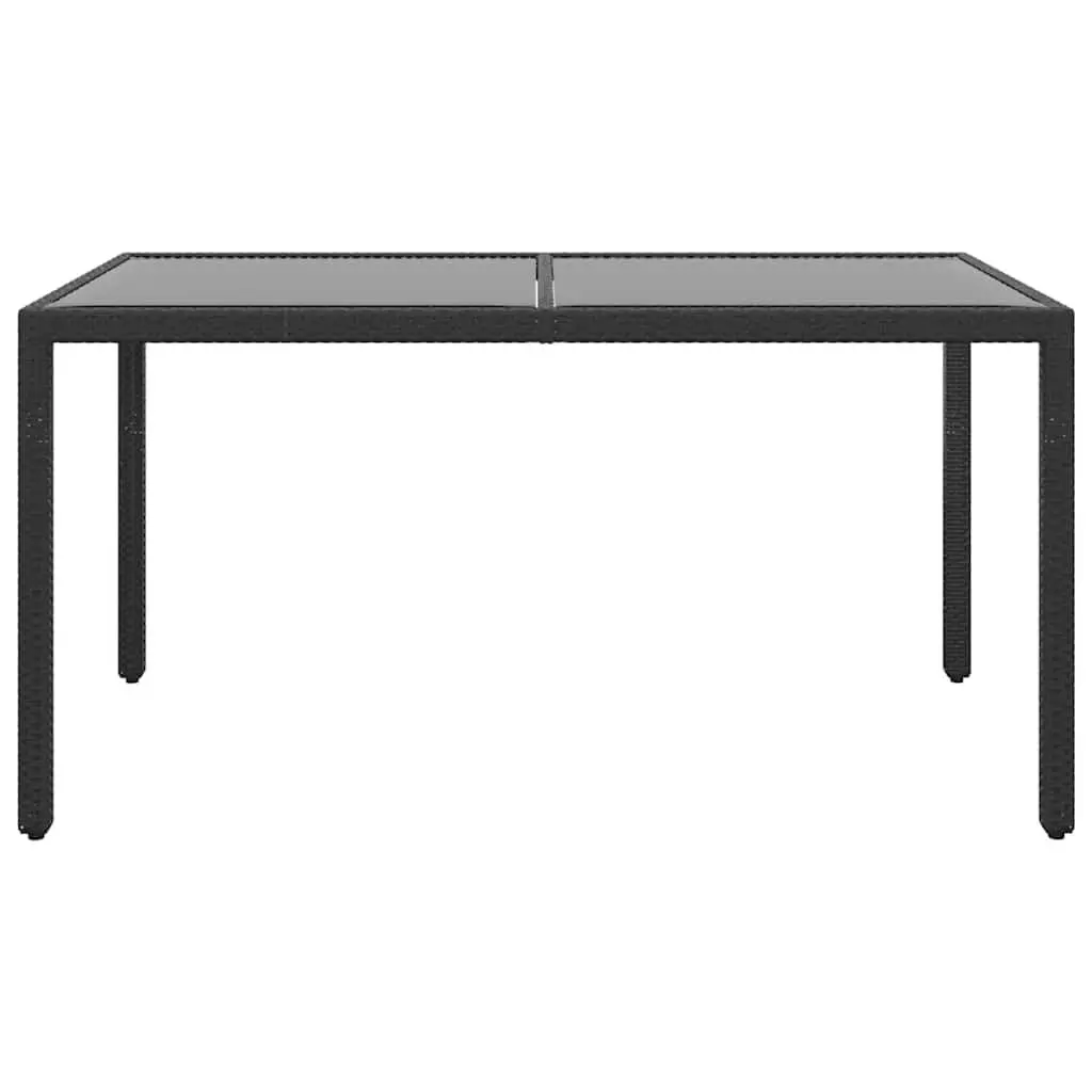Garden Dining Table Outdoor Patio Furniture Tempered Glass Poly Rattan 150x90cm