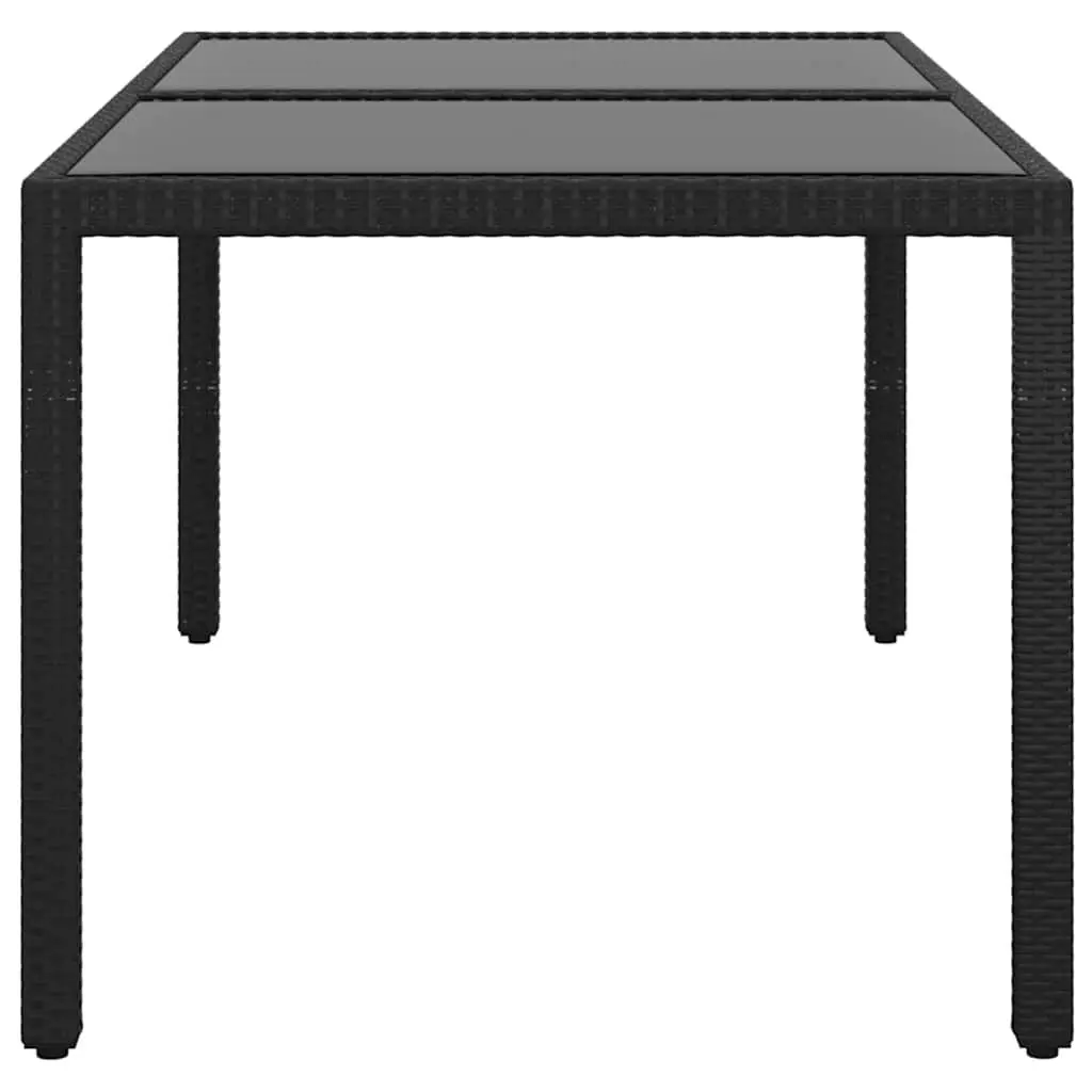 Garden Dining Table Outdoor Patio Furniture Tempered Glass Poly Rattan 150x90cm