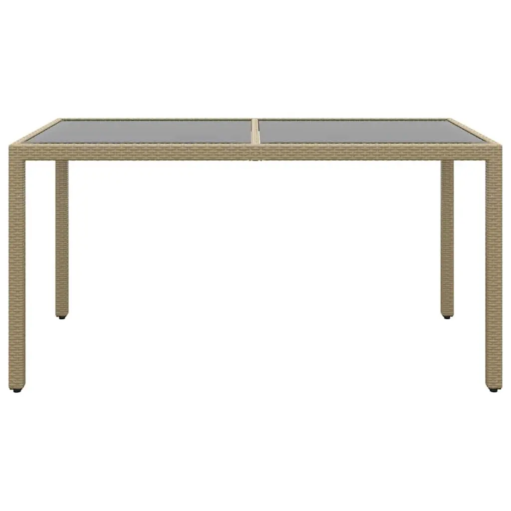 Garden Table Outdoor Patio Furniture 150x90x75cm Tempered Glass Poly Rattan