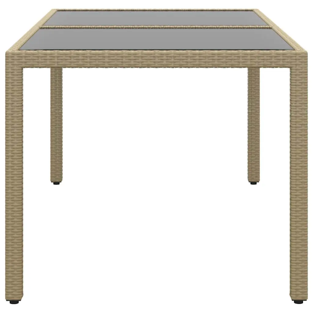 Garden Table Outdoor Patio Furniture 150x90x75cm Tempered Glass Poly Rattan