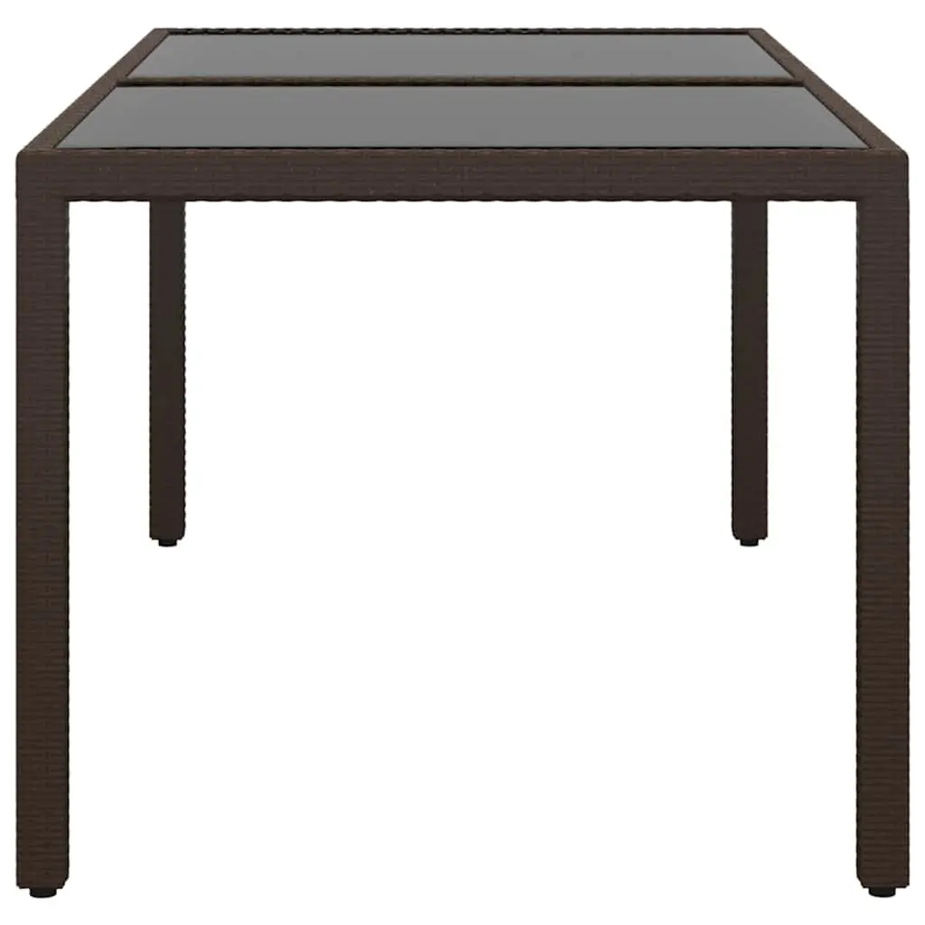 Garden Table Outdoor Patio Furniture 150x90x75cm Tempered Glass Poly Rattan