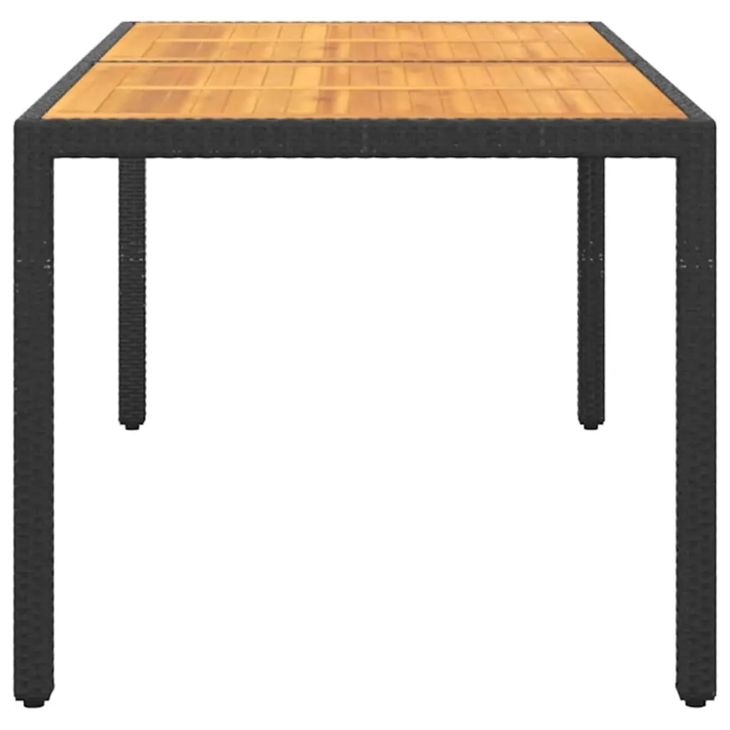 Garden Outdoor Dining Table 150x90cm Patio Furniture Black Steel Poly Rattan
