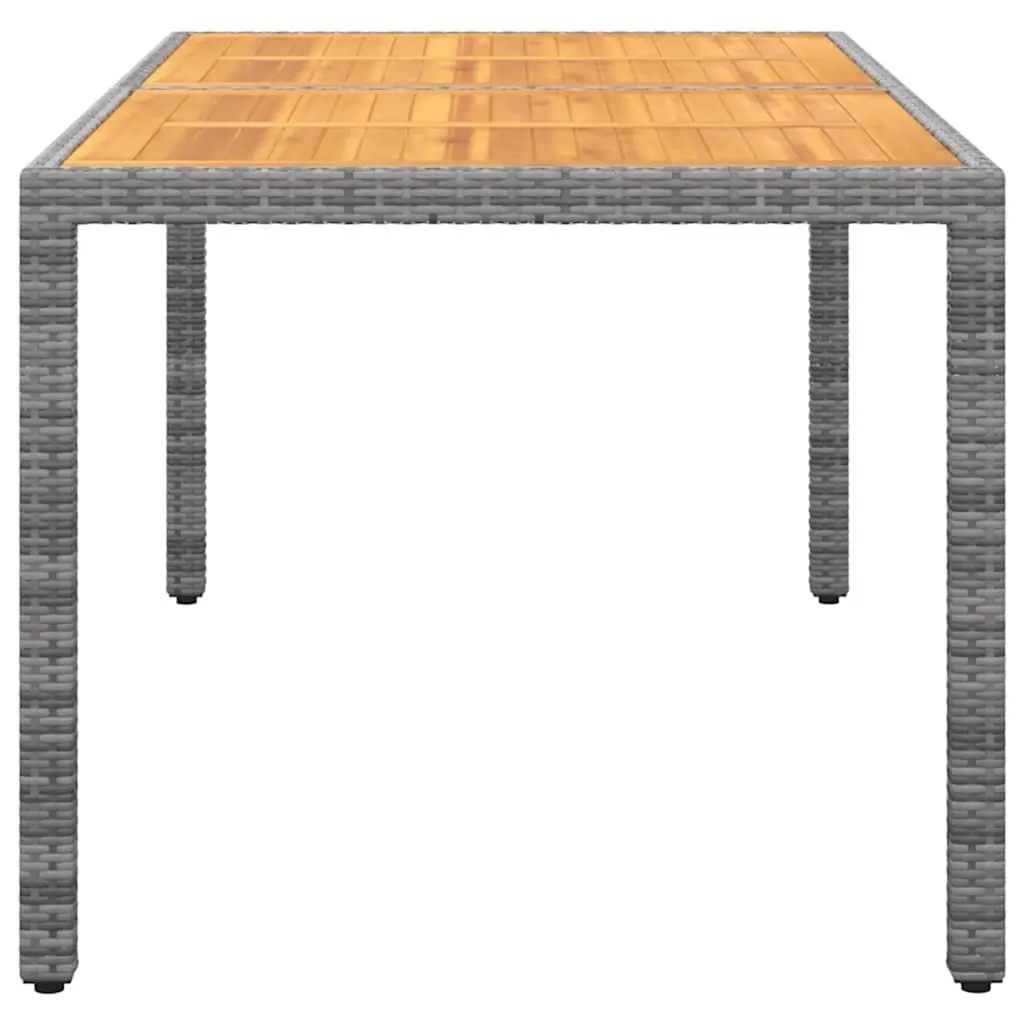 Outdoor Garden Table 150x90x75cm Acacia Wood Poly Rattan Grey Patio Furniture