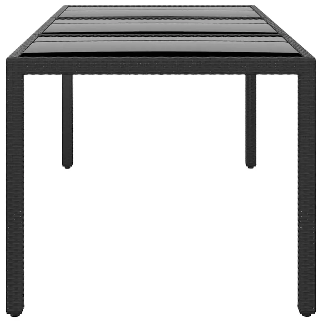 Garden Table 190x90x75cm Tempered Glass Top Poly Rattan Patio Outdoor Furniture