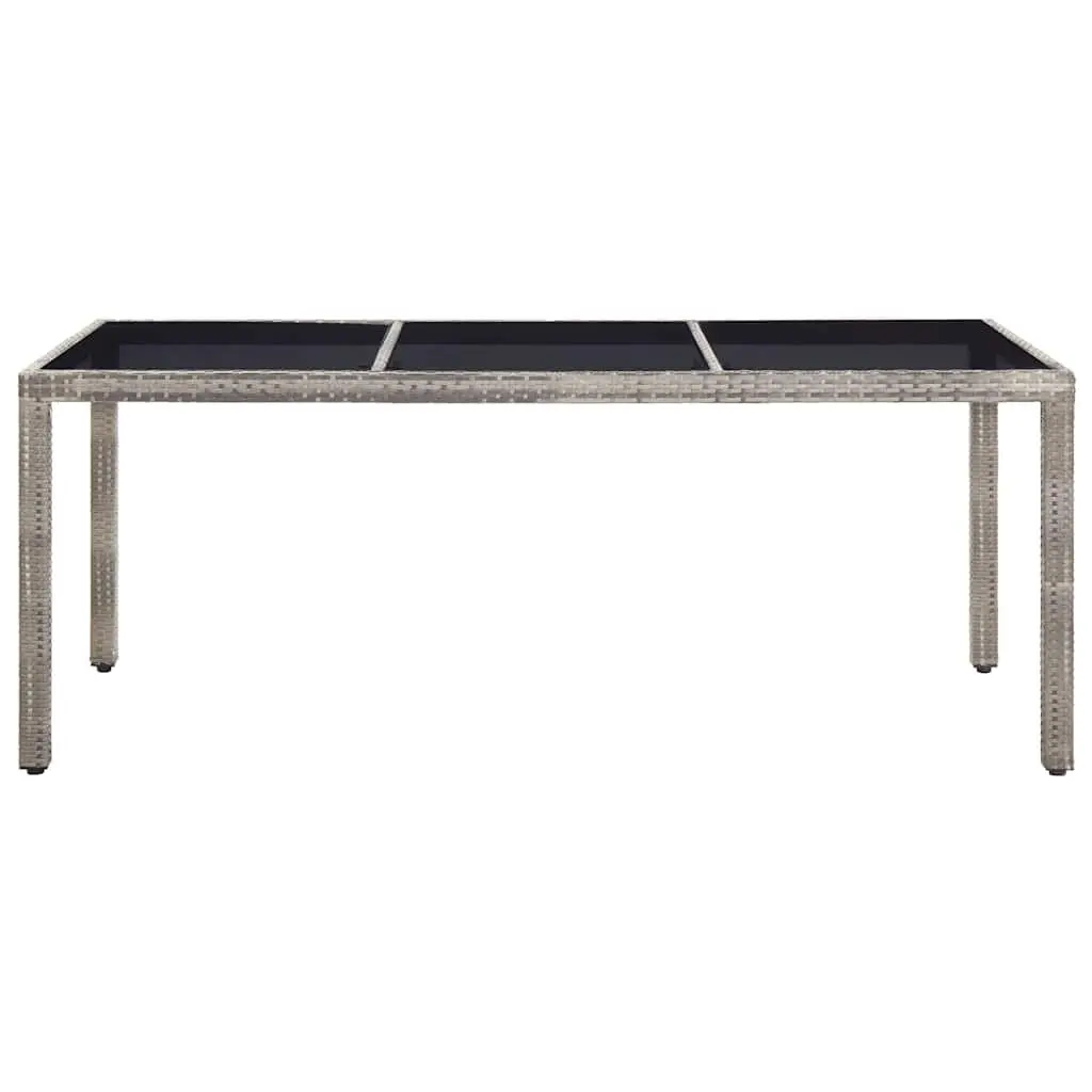 Garden Dining Table Grey Outdoor Patio Furniture Poly Rattan Steel Frame