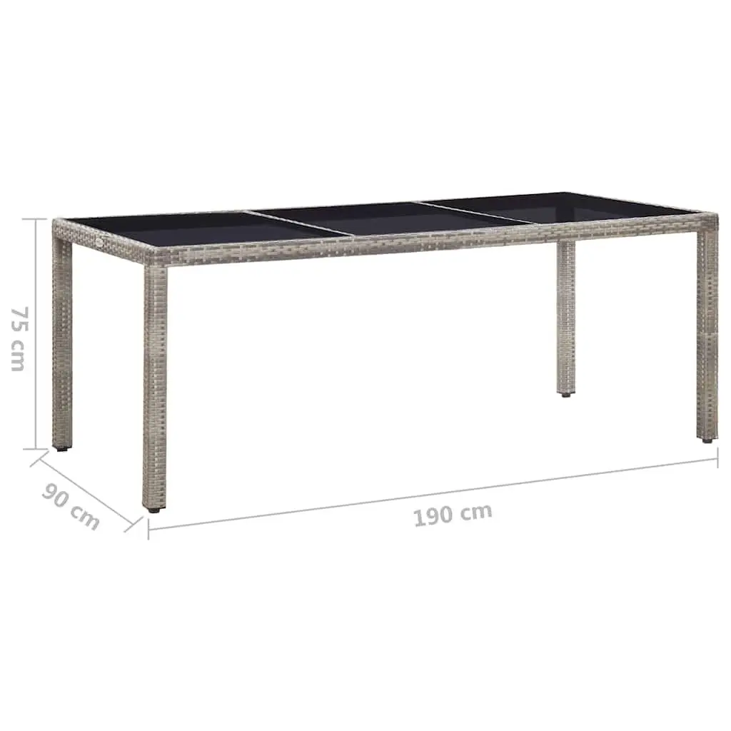 Garden Dining Table Grey Outdoor Patio Furniture Poly Rattan Steel Frame