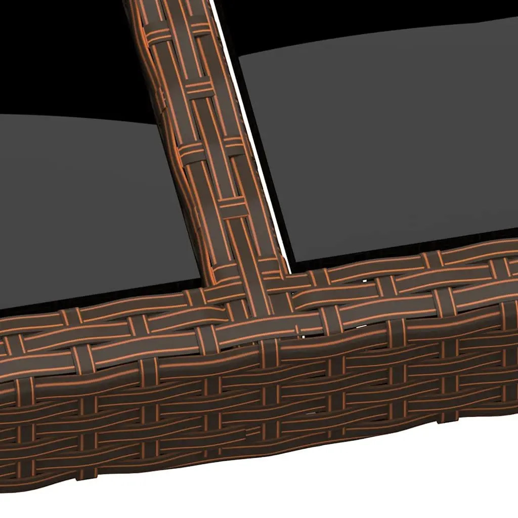 Garden Table Outdoor Patio 190x90x75cm Poly Rattan Brown Tempered Glass