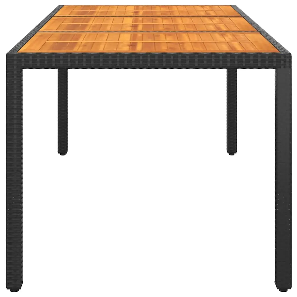 Garden Dining Table Outdoor 190x90cm Acacia Wood Steel Frame Poly Rattan