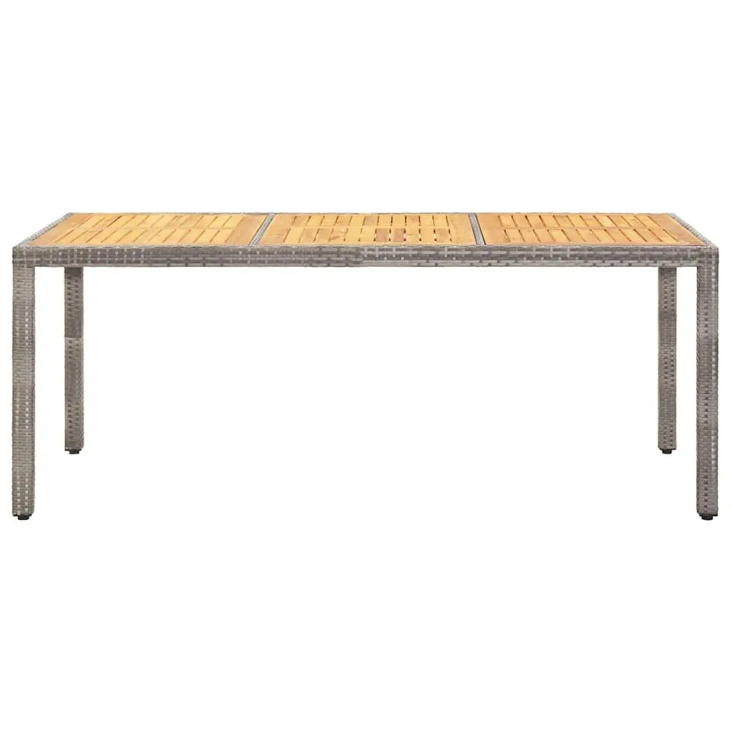 Garden Dining Table Grey 190x90x75cm Outdoor Rattan Acacia Wood Patio Furniture