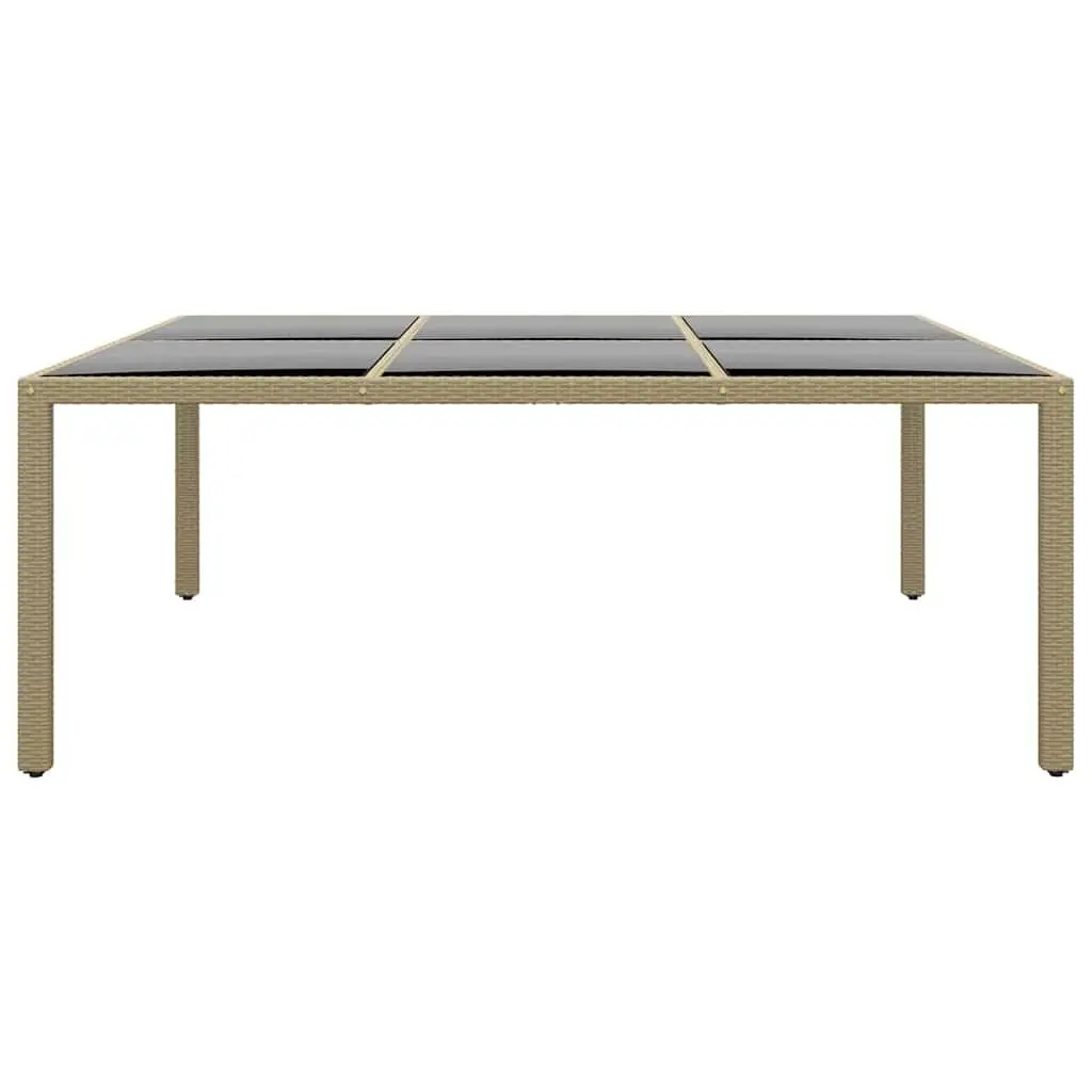 Garden Table for Outdoor Use 200x150cm Tempered Glass Top Poly Rattan Frame