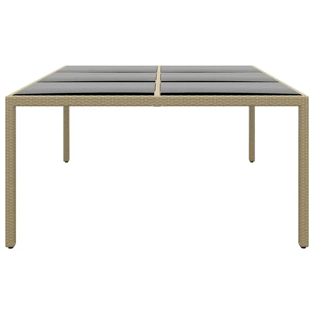 Garden Table for Outdoor Use 200x150cm Tempered Glass Top Poly Rattan Frame