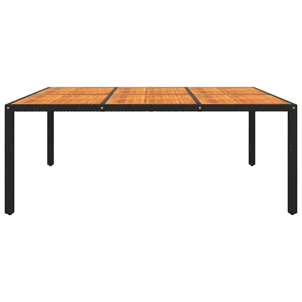 Outdoor Garden Table 200x150cm Acacia Wood Poly Rattan Black