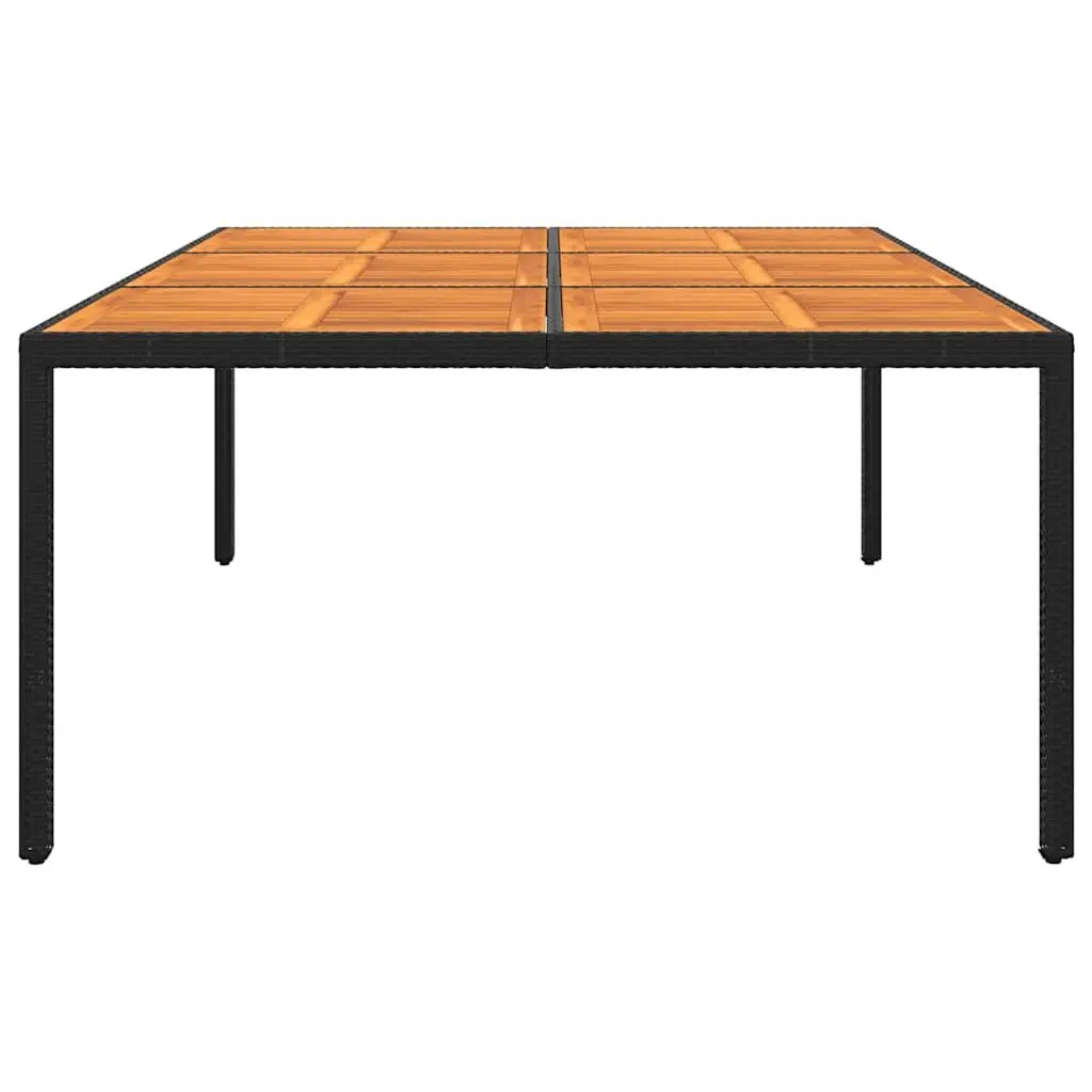 Outdoor Garden Table 200x150cm Acacia Wood Poly Rattan Black