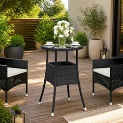 Garden Table Dimensions Ø60x75 cm with Glass Top