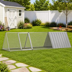 Rabbit Cage Grey 302.5x80.5x71cm Galvanised Steel Hutch Enclosure Playpen