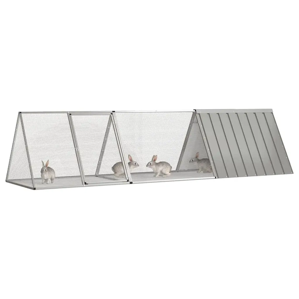 Rabbit Cage Grey 302.5x80.5x71cm Galvanised Steel