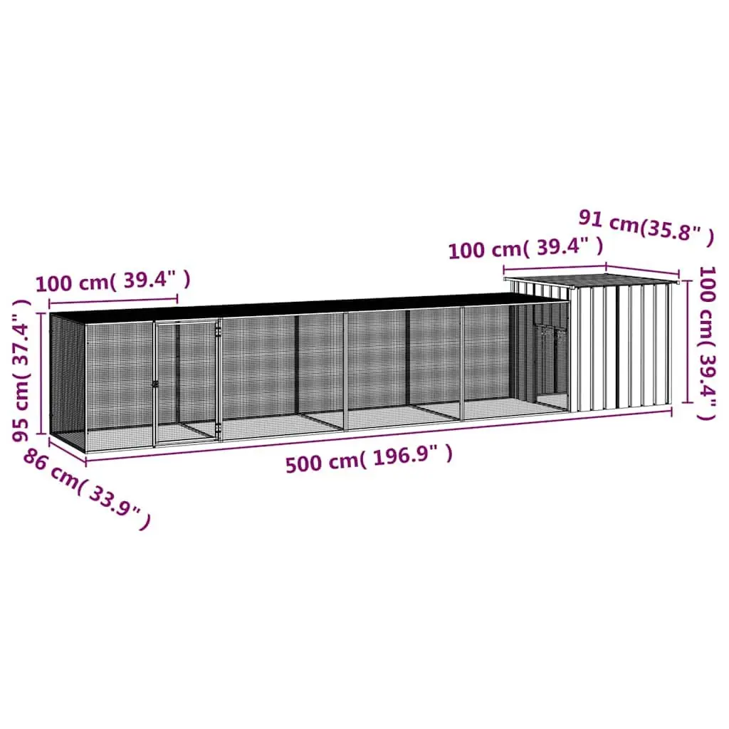 Chicken Cage Anthracite Galvanised Steel Outdoor Run Coop Ducks Small Animals