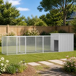 Grey Galvanised Steel Chicken Cage Dimensions 400x91x100 cm