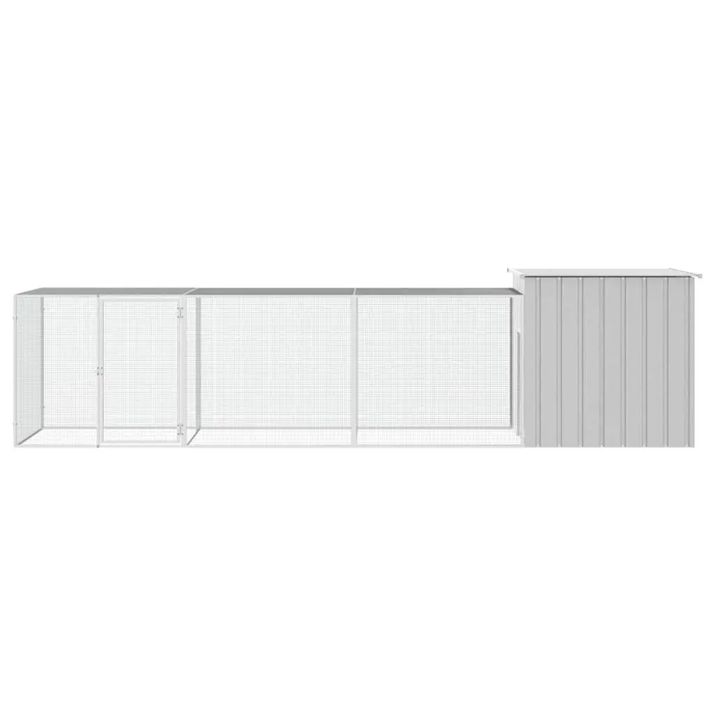 Chicken Cage Grey 400x91x100 cm Small Animal Run Galvanised Steel Outdoor Coop