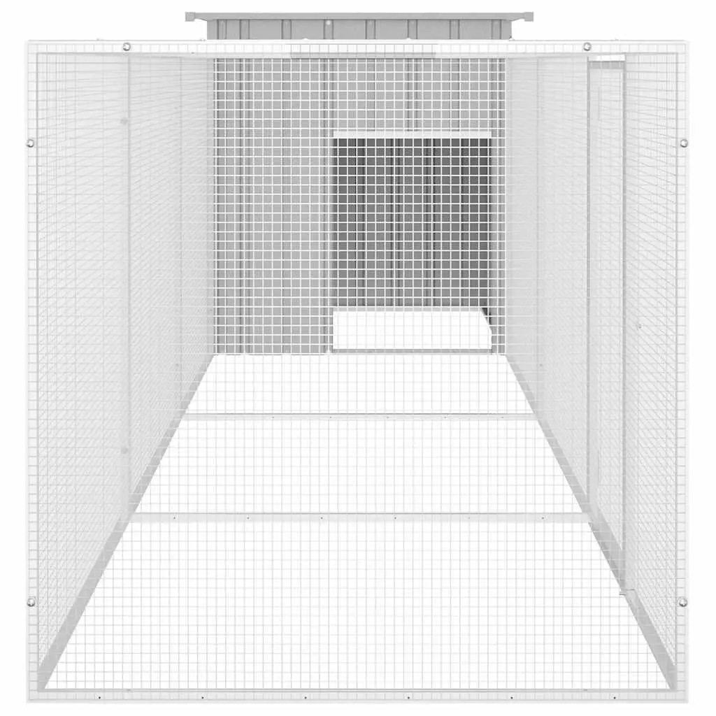 Chicken Cage Grey 400x91x100 cm Small Animal Run Galvanised Steel Outdoor Coop