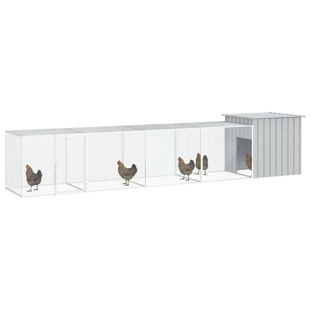 Chicken Cage Grey Galvanised Steel Run Coop Small Animal Habitat Outdoor