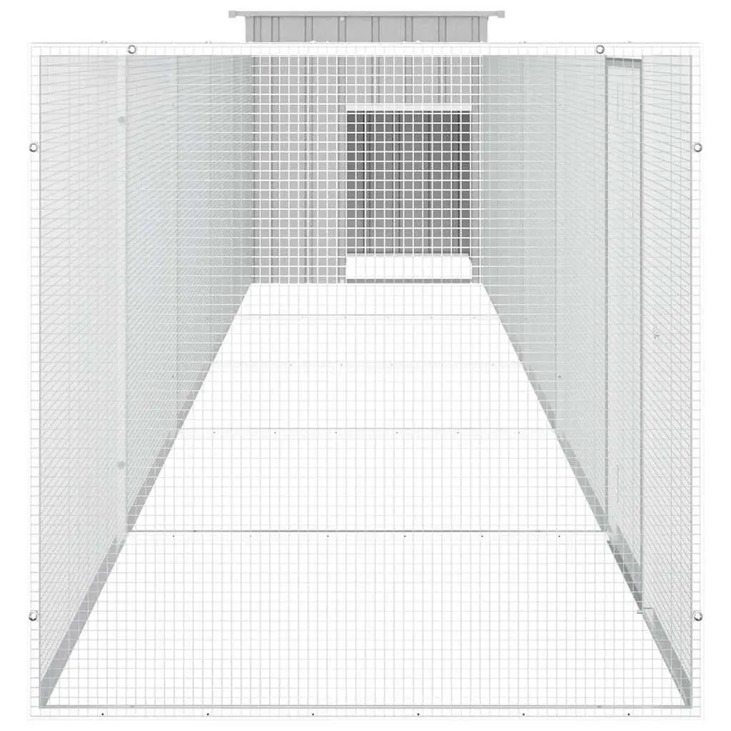 Chicken Cage Outdoor Small Animal Habitat Grey Galvanised Steel 600 x 91 x 100 cm