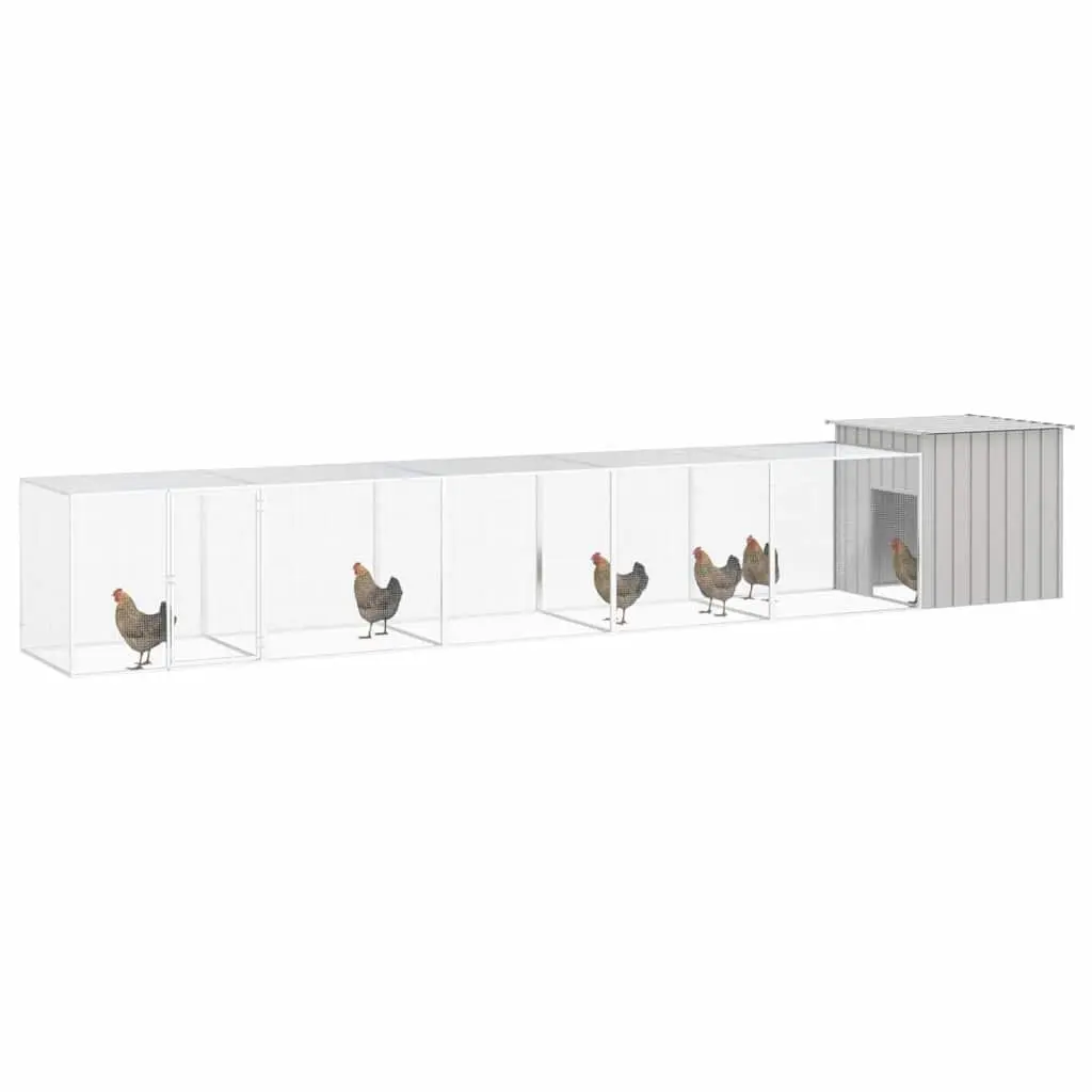 Chicken Cage Outdoor Small Animal Habitat Grey Galvanised Steel 600 x 91 x 100 cm