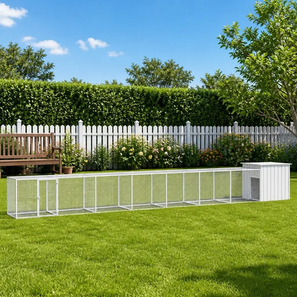 Chicken Cage for Backyard Poultry 800x91x100cm Galvanised Steel Coop Run Pen